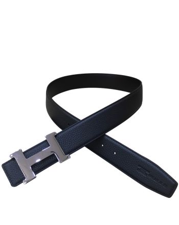 Hermes Men's H belt buckle & leather strap Black