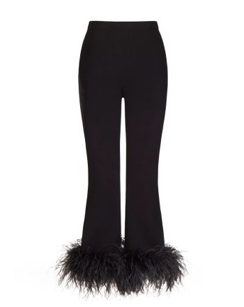 Valentino Women's Stretched Viscose Pants With Feathers Black