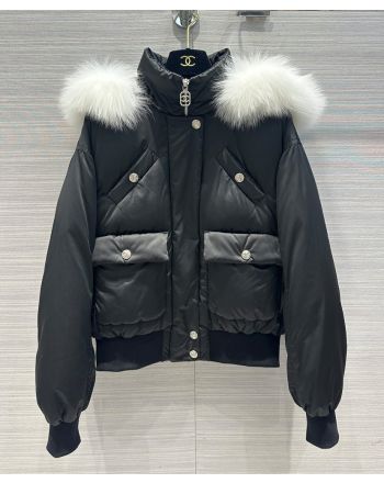 Chanel Women's Hooded Down Jacket Black