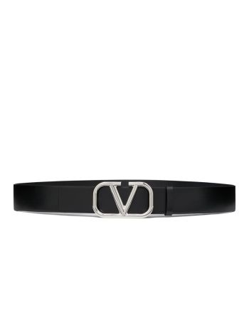 Valentino Vlogo Signature Calfskin Belt Black