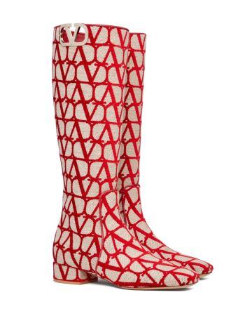 Valentino Women's Vlogo Type Boot In Toile Iconographe 30MM