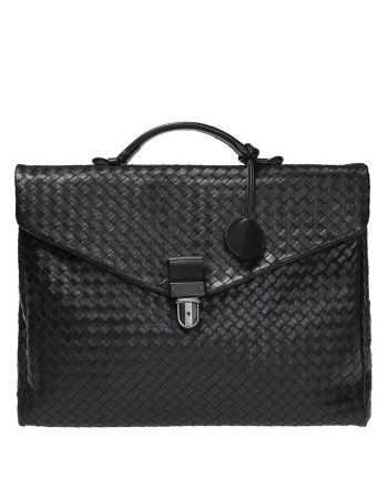 Bottega Veneta Intrecciato Briefcase Black